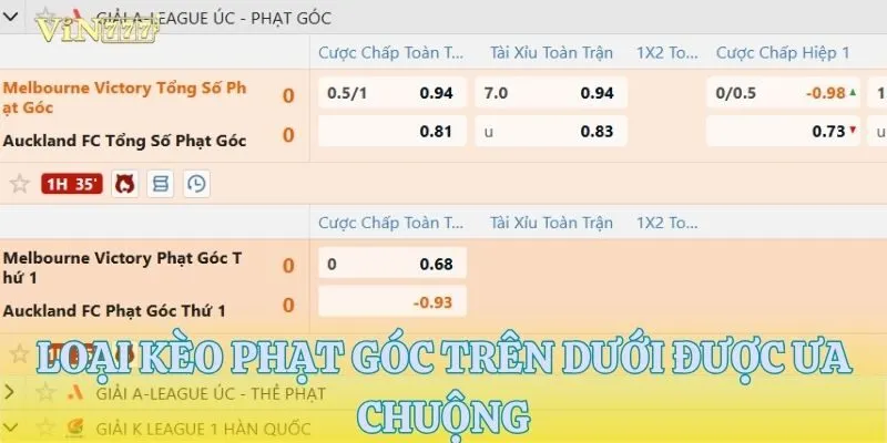 Kèo cược phạt góc trên dưới đa dạng